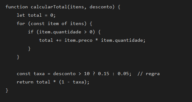 Código JavaScript em tema escuro